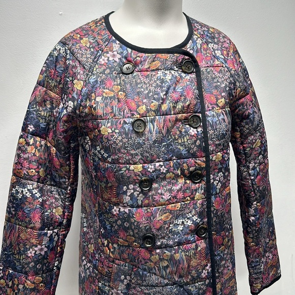 J Crew x Liberty Fabrics Reversible Puffer Jacket Coat Floral Navy Blue Size XS - Picture 7 of 11